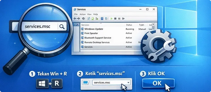 Cara Membuka Services Manager di Windows