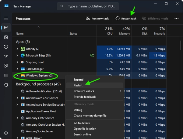 Aplikita Enterprise - Cara Restart Explorer di Windows Task Manager1