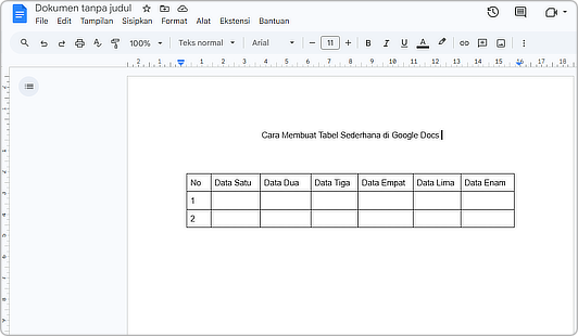 Aplikita Enterprise - Cara Membuat Tabel Sederhana di Google Docs 2
