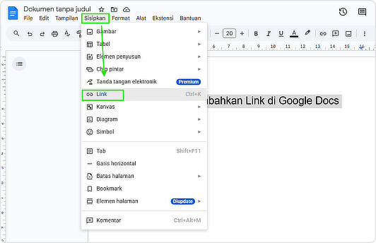 Aplikita Enterprise - Cara Menambahkan Link di Google Docs 1
