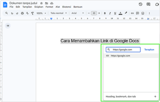 Aplikita Enterprise - Cara Menambahkan Link di Google Docs 2